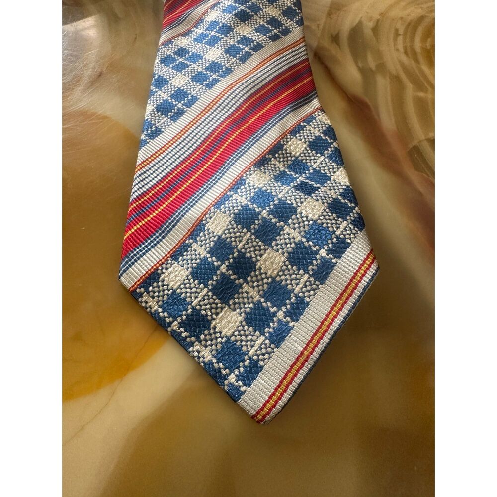 Vintage Ralph Lauren Polo Red Stripe and Blue Check Tie for Field Brothers